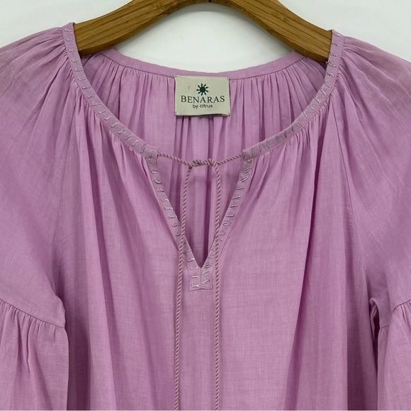 Benaras by Citrus Santorini Sylvia Puff Sleeve Dress Beaded Embellished Size M - Picture 4 of 13